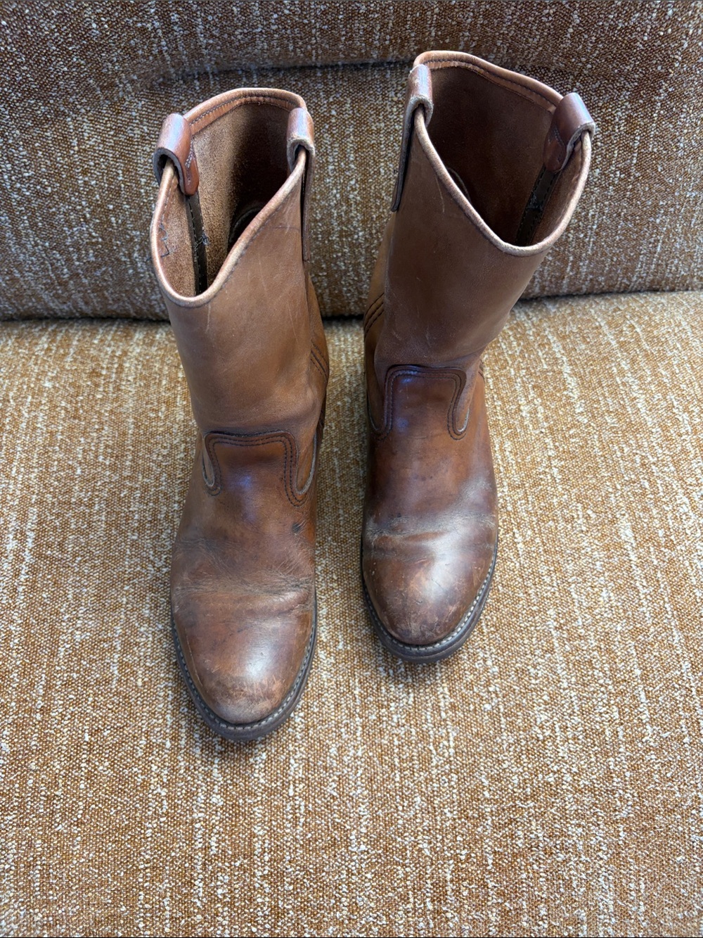 Men's Brown Leather Western Pull-On Boots